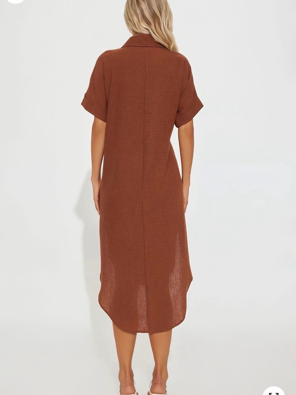 Women's Button-Front Dress in Brown - Picture 3 of 4